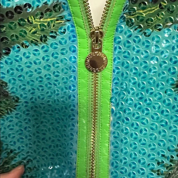 Versace Dress Tropical Green and Blue Sleeveless Sequin Dress - Picture 5 of 11